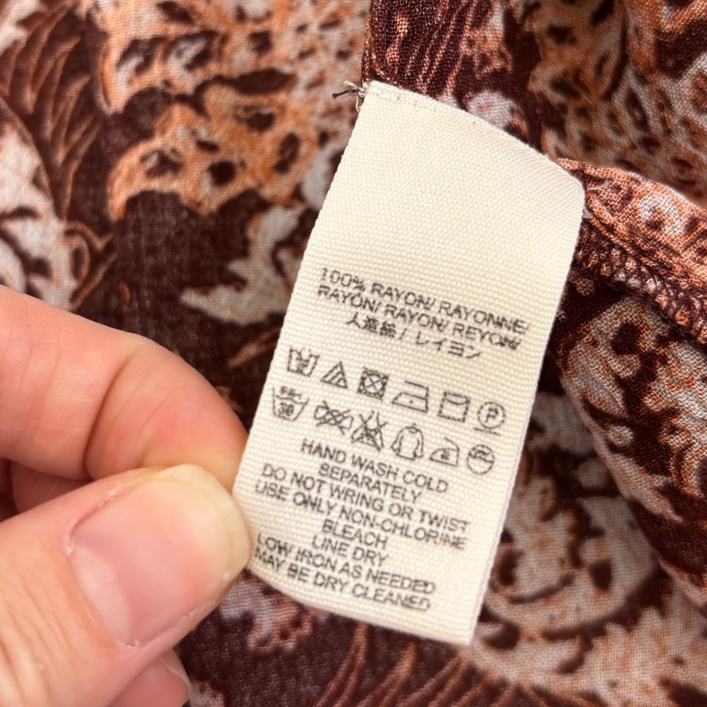 Free People Lady Luck Tunic Medium Burgundy Paisley Open Back Bell Sleeve Hippie - Picture 8 of 14